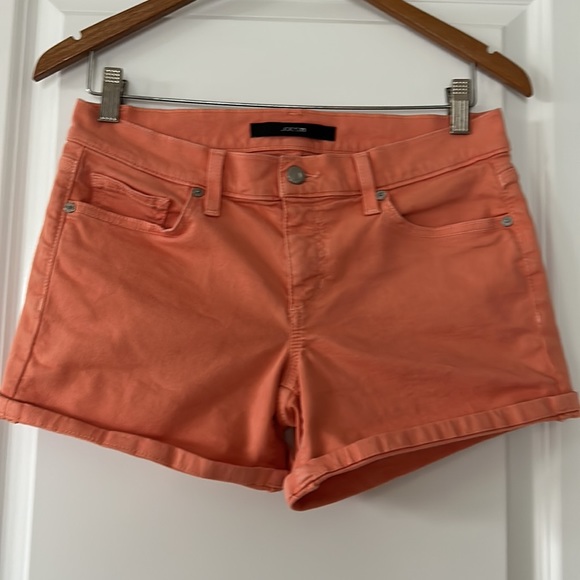 Joe's Jeans Mango Orange Shorts. 5 Pocket, Zipper Fly, Leather JJ Logo Sz 27 - Picture 10 of 10